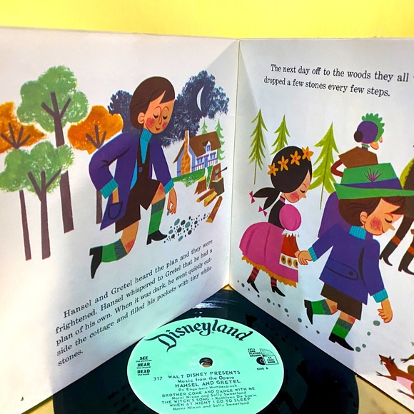 WALT DISNEY VTG 1967 HANSEL AND GRETEL DISNEYLAND VINYL 45 RECORD & 24p BOOK  7” - Picture 12 of 16